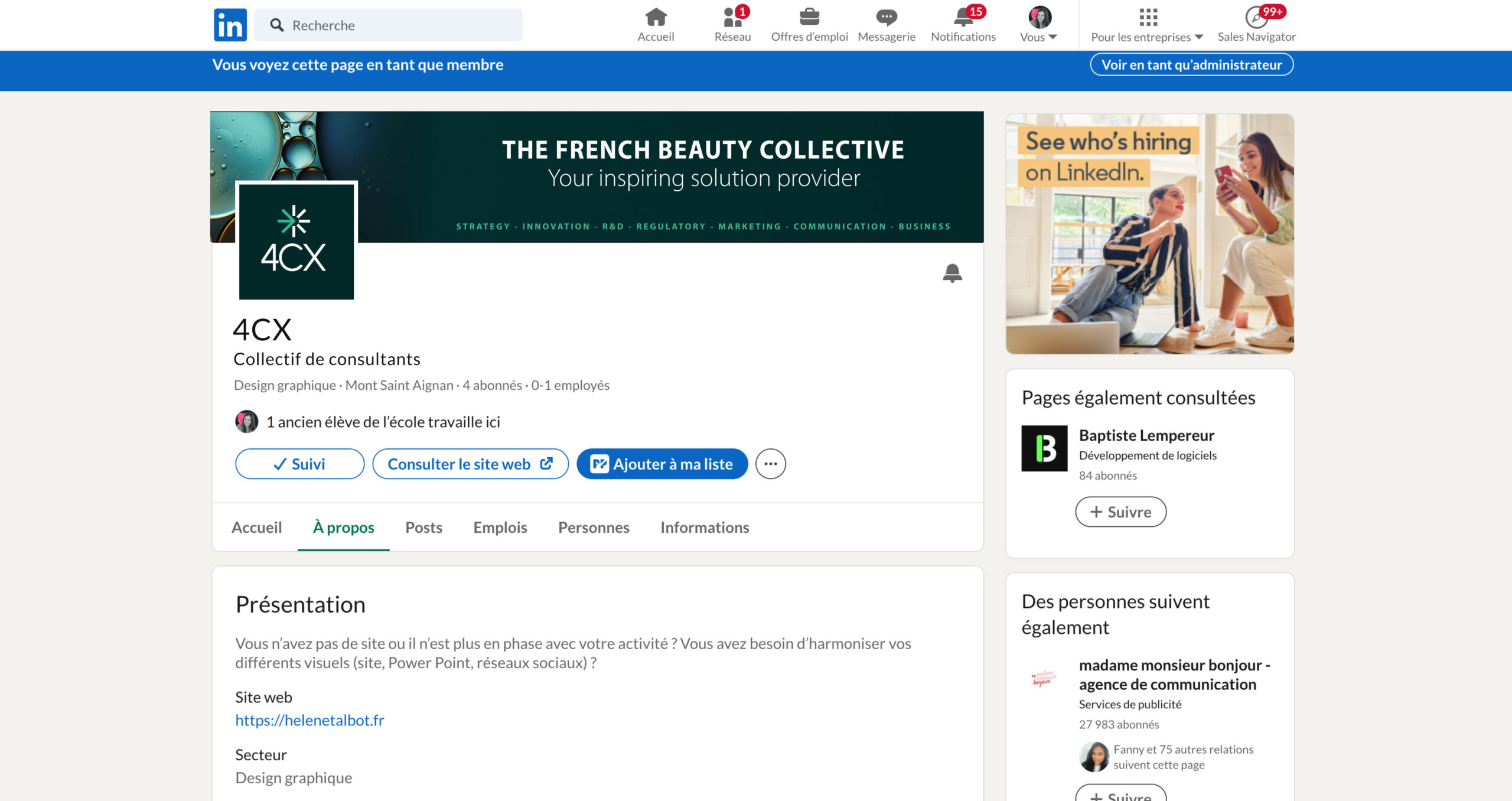 Mise en situation de la bannière Linkedin